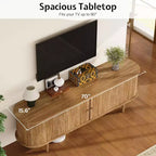 AMERLIFE tv-meubel voor 70-inch tv met poten van massief hout, moderne tv-console in mid-century-stijl met tambourdeur
