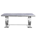 Table de salle à manger moderne avec piètement en U en métal inoxydable
