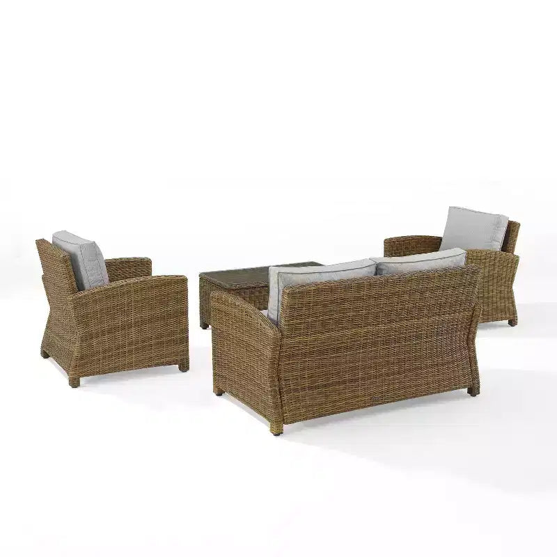 Ensemble de conversation 4 pièces Bradenton en résine tressée pour extérieur – Crosley