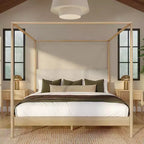 Harbor-Himmelbett in Kingsize mit gepolstertem Kopfteil, Blond/Swiss Coffee (MD2411-01)