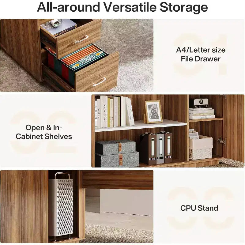 Grand bureau de direction en L Lantine 85.8, bureau d’ordinateur extra-large avec tiroirs pour dossiers, pour bureau à domicile