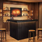 Lantine L-Shaped Home Bar Unit, 4-Tier Corner Liquor Bar Table with Storage Shelves and Wine Glasses Holder for Home Pub