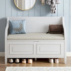 Rustic Solid Wood Entryway Storage Bench with Safety Hinge