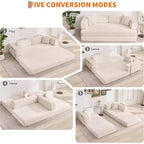 5-in-1 Convertible Sofa Bed, 78.8 Modular Corduroy Sleeper with Sturdy Frame, Multi-Functional Futon for Small Space, Living Room & Guest Room