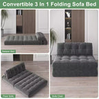 Full Corduroy Folding Sofa Bed Futon, Floor Convertible Sleeper Chair with Pillow & Back Support
