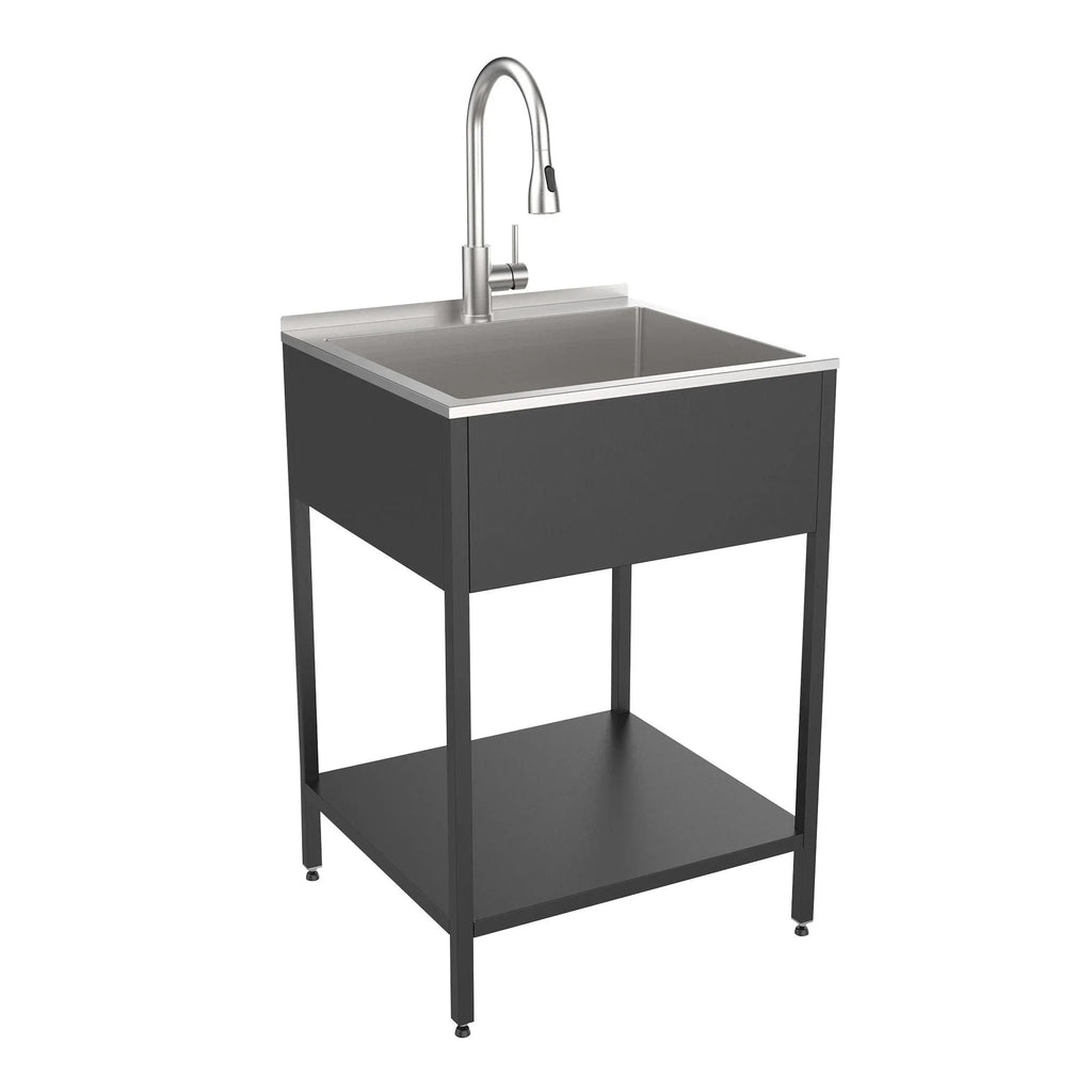 Évier et meuble de buanderie en acier inoxydable de 24-in L x 22-in P x 35-in H