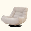 Gele draaibare fauteuil van chenillestof met accent