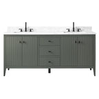 Vanity Art 72 badkamermeubel met dubbele wastafel en blad van composietmarmer