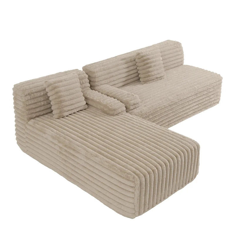 Cloud-Ecksofa, modernes Polstersofa mit 2 Zierkissen, frei kombinierbares Sofa, modulares L-förmiges Ecksofa