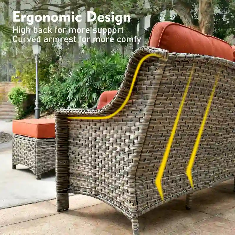 XIZZI 9-teiliges Outdoor-Gartenmöbel-Set mit drehbarem Sessel