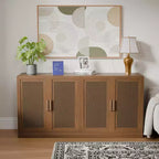 3-teiliges Sideboard-Set mit Rattantüren und verstellbaren Einlegeböden – 93L x 31H