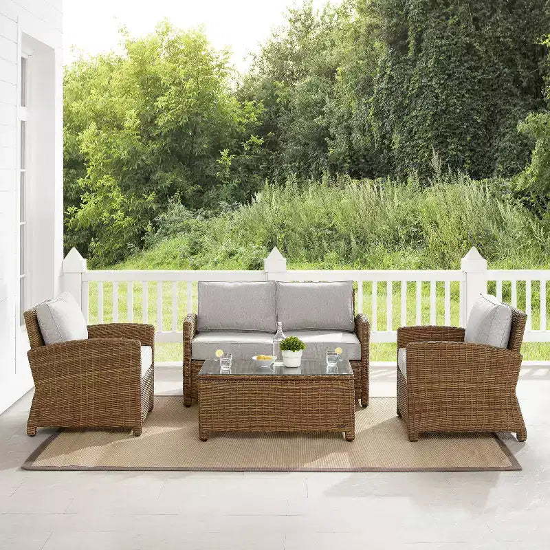 Ensemble de conversation 4 pièces Bradenton en résine tressée pour extérieur – Crosley