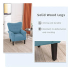 Erommy moderne accentstoel, fauteuil met hoge rugleuning, gestoffeerde stoffen fauteuil met knopen en houten poten voor de woonkamer