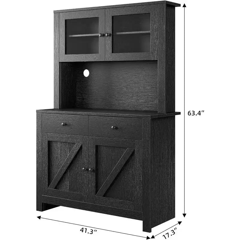Meuble garde-manger de cuisine avec support pour micro-ondes, vaisselier avec buffet et étagères réglables, pour la cuisine et la salle à manger