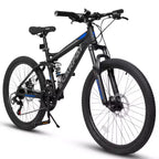 Okak Mountainbike 27,5 Zoll mit vorderen und hinteren Doppelstoßdämpfern, Dirtbike mit 21 Gängen und mechanischen Scheibenbremsen, Erwachsenenfahrrad für Männer und Frauen