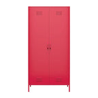 Casier de rangement haut en métal à 2 portes, orange/rose, pour 1 personne
