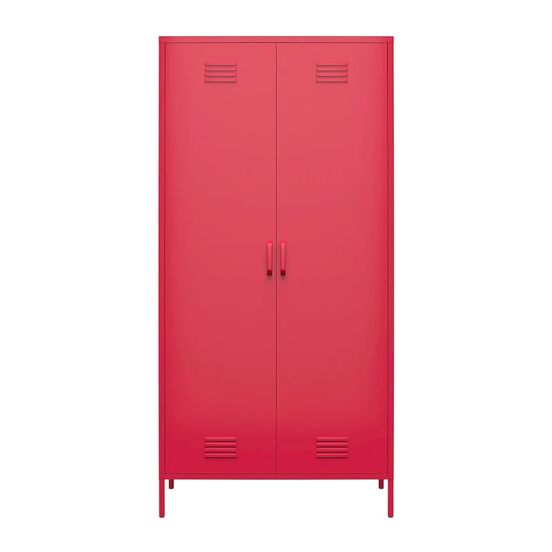 Casier de rangement haut en métal à 2 portes, orange/rose, pour 1 personne