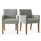 Set van 6 gestoffeerde eetkamerstoelen met armleuningen, moderne linnen fauteuils met houten poten, accentstoelen voor eetkamer en woonkamer - Panipeachy