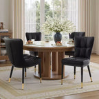 Bekrvio Dining Room Chairs Set of 6, Modern Upholstered Faux Leather Seat with High Back, Metal Legs, Armless Kitchen Chairs for Living Dinning Room