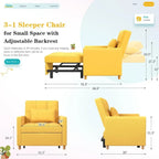 AECOJOY 3-in-1-Schlafsofa-Sessel mit Kissen und verstellbarer Rückenlehne