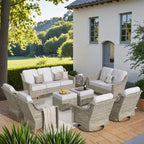 XIZZI 9-teiliges Outdoor-Gartenmöbel-Set mit drehbarem Sessel