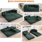 5-in-1 Convertible Sofa Bed, 78.8 Modular Corduroy Sleeper with Sturdy Frame, Multi-Functional Futon for Small Space, Living Room & Guest Room