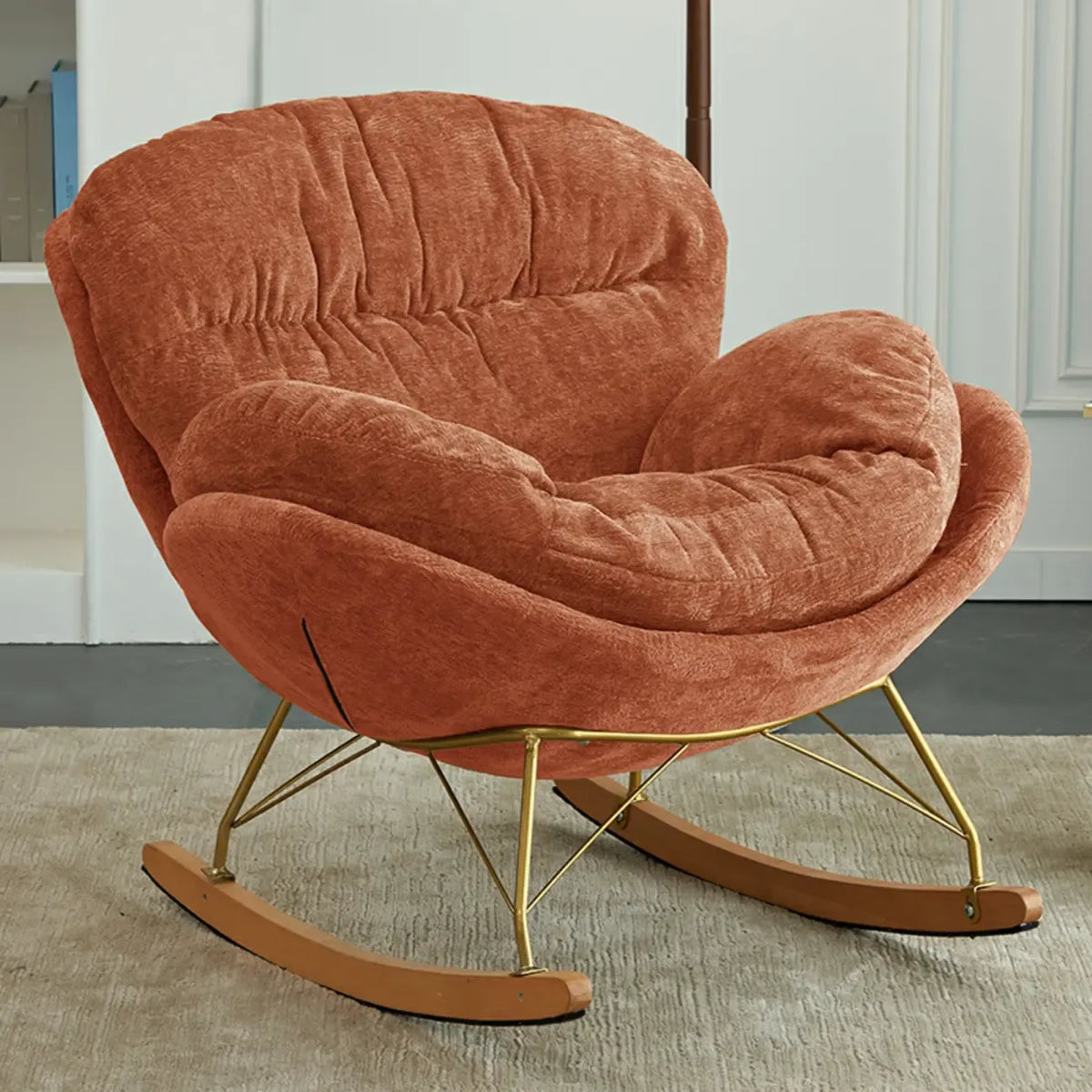 Fauteuil à bascule moderne en velours, ergonomique et rembourré, pour chambre de bébé
