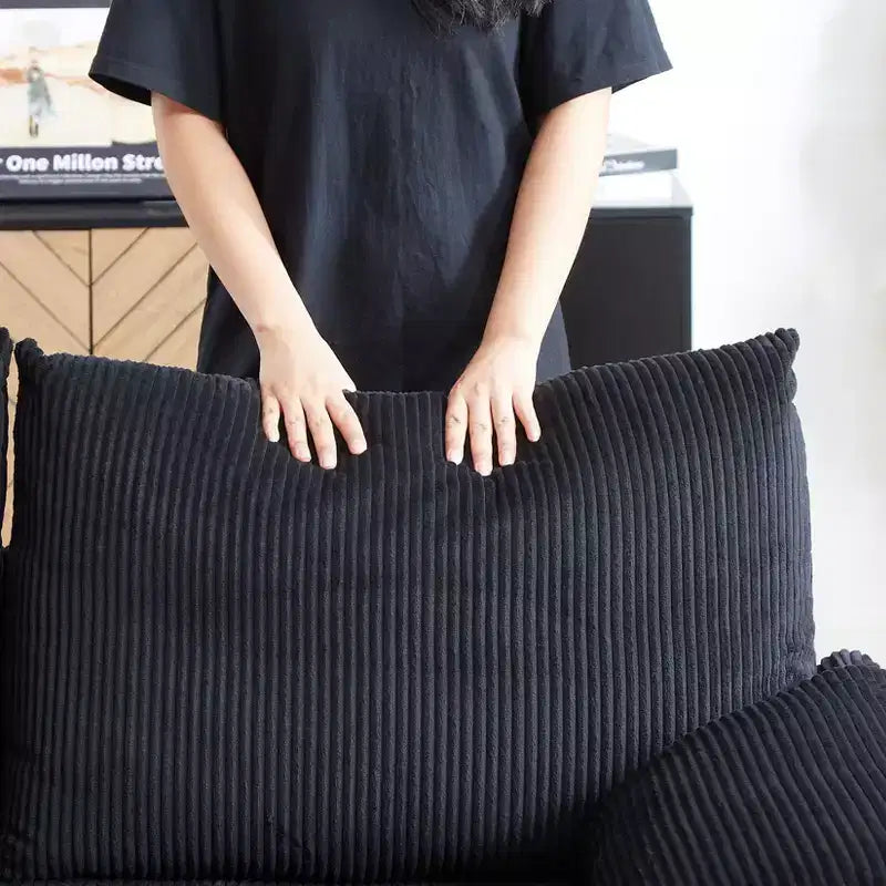 64,5 3-in-1-Schlafsofa aus Cord mit ausziehbarem Bett