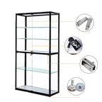 Contemporary Rectangular Black Glass Curio Cabinet