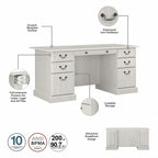Bush Furniture Saratoga Schreibtisch für Führungskräfte mit Schubladen und Stauraum