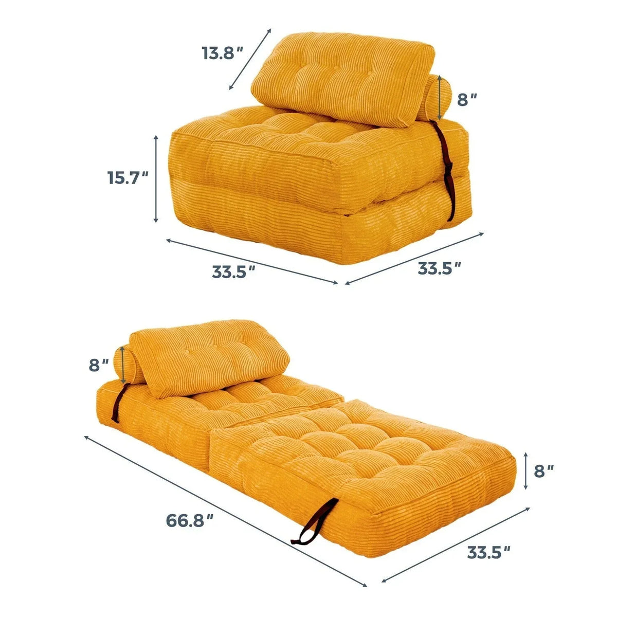 8 Corduroy Folding Couch Sofa Bed,Single