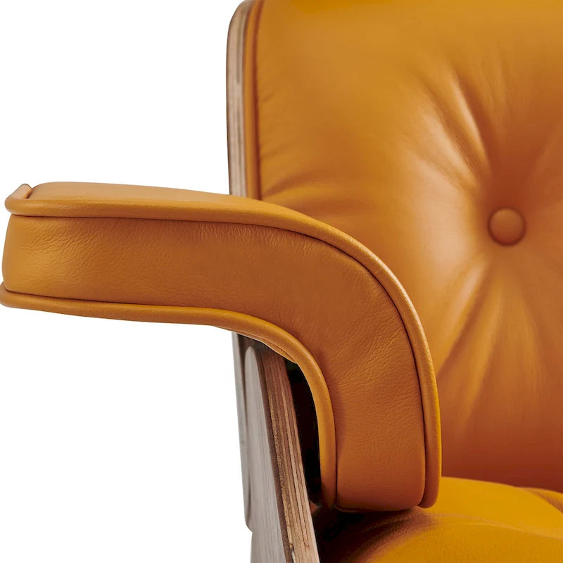 Leren loungefauteuil in mid-century-modern stijl, relaxfauteuil