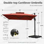 MAISON ARTS Parasol déporté hydraulique automatique de 12 pieds, mât en aluminium, rotation à 360 degrés