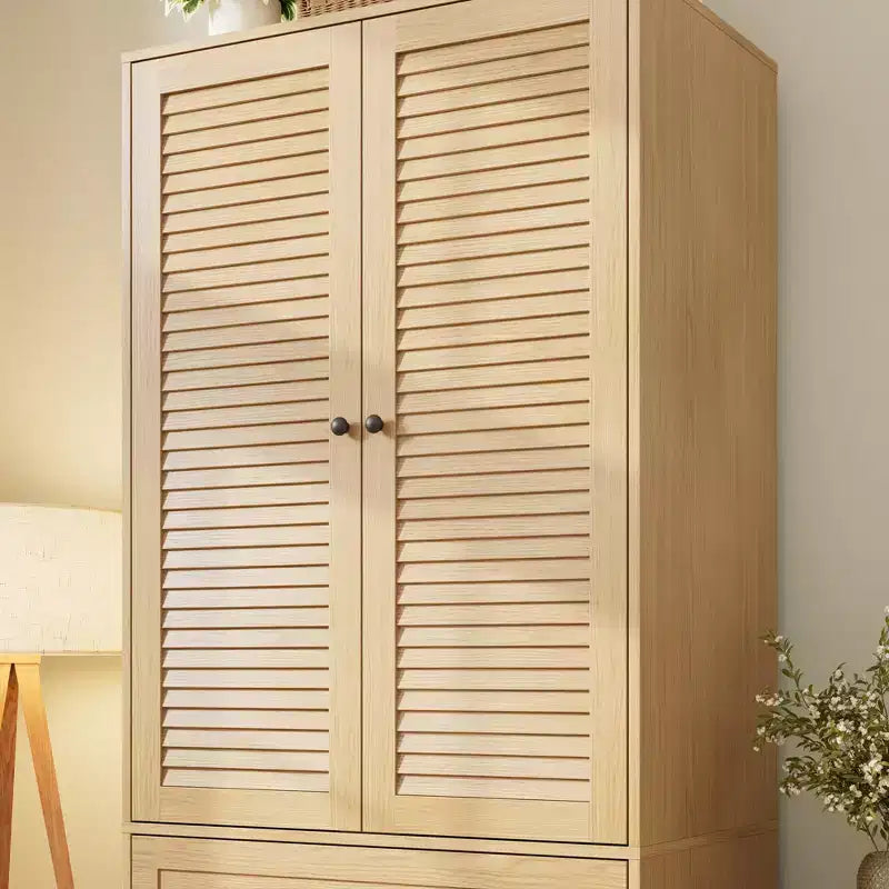 Armoire-penderie COZONY avec 3 tiroirs et 2 portes, meuble de rangement moderne en bois pour chambre, grande armoire blanche sur pied