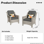 Ensemble de 2 fauteuils de jardin d’extérieur HOOOWOOO en rotin tressé à dossier haut