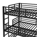 Full over Full over Full Bunk Bed, Metal Triple Bunk Bed with Safety Guardrails, Heavy-duty Bunk Bed with Noise-reduced Design, Black