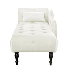 Chaise longue moderne de 60,6 po, capitonnée en velours avec boutons, pieds en bois massif et clous décoratifs