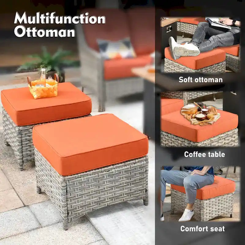 XIZZI 9-teiliges Outdoor-Gartenmöbel-Set mit drehbarem Sessel