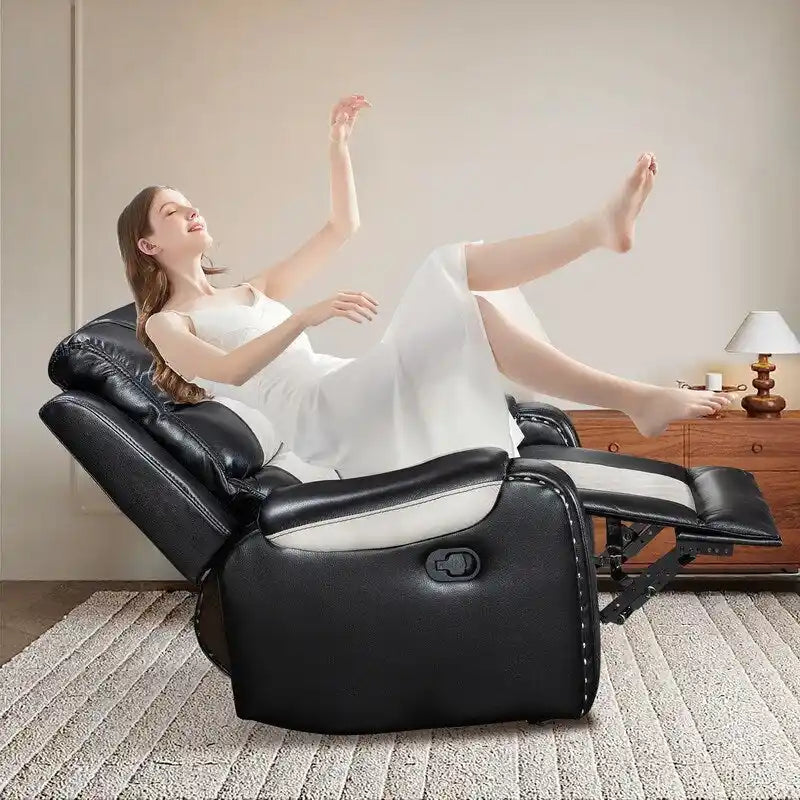 Ruime relaxfauteuil van kunstleer in Amerikaans design voor de woonkamer