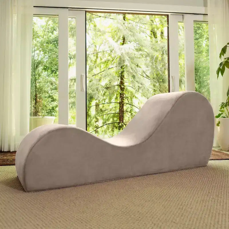 Chaise longue Avana élégante pour le yoga - Fabriquée aux États-Unis - Idéale pour les étirements, la relaxation, l’exercice et plus encore, 60D x 18W x 26H pouces, gris clair