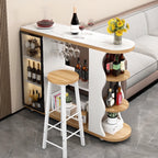 Modern Stone Top Freeform Bar Table with Storage for Home Bars