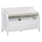 Rustic Solid Wood Entryway Storage Bench with Safety Hinge