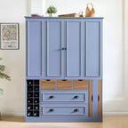 Whisen 71'' Tall Freestanding Kitchen Pantry, Large Dining Storage Cabinet Cupboard Sideboards With 4 Foldable Doors, Shelves, Wine Racks