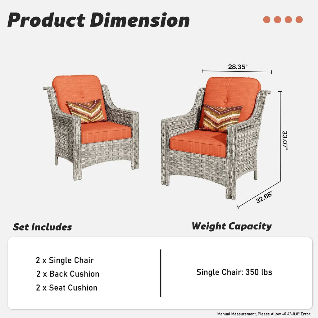 Ensemble de 2 fauteuils de jardin d’extérieur HOOOWOOO en rotin tressé à dossier haut