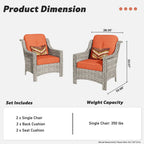 Ensemble de 2 fauteuils de jardin d’extérieur HOOOWOOO en rotin tressé à dossier haut