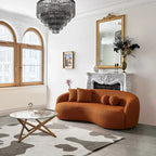 Blaine luxuriöses modernes Sofa im Japandi-Stil aus Bouclé-Stoff mit geschwungener Form