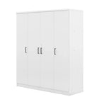 Wood 4-Door Wardrobe Armoire with Hanging Rod, 1-Drawer and Storage Shelves