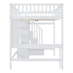 Full Pine Loft Bed with Desk and Storage