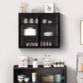 Moderner 2-türiger Wandschrank von Okak mit 3-stufigem Stauraum und Glastüren für Eingangsbereich, Esszimmer, Wohnzimmer oder Küche