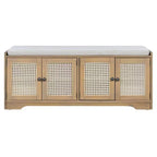 Banc de rangement rustique en bois Whisen, banc à chaussures pour entrée avec coussin amovible et étagères réglables